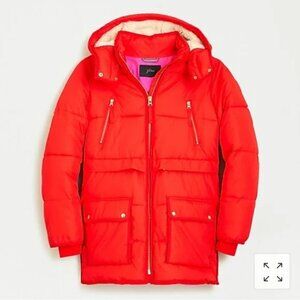 J.Crew Chateau puffer jacket with PrimaLoft® in Cerise 2X Plus Size